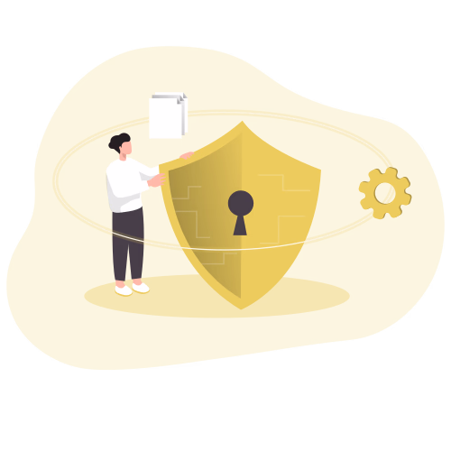 Man in orange and black vest wearing white helmet holding yellow and black power tool